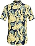 Hawaiian Shirt for Men, Beach Shirts for Men, Tropical Shirts Short Sleeve Floral Casual Button Down (Medium, Navy (168-198))