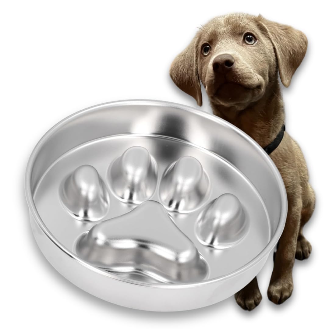 STRUNGZ Stainless Steel Slow Feeder Dog Bowl - 2 Cups Capacity With Non-Slip Silicone Base