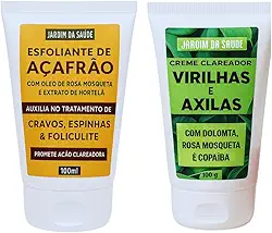 Kit Clareador Natural – Esfoliante de Açafrão + Creme Clareador de Virilhas e Axilas | Clareia e Suaviza a Pele