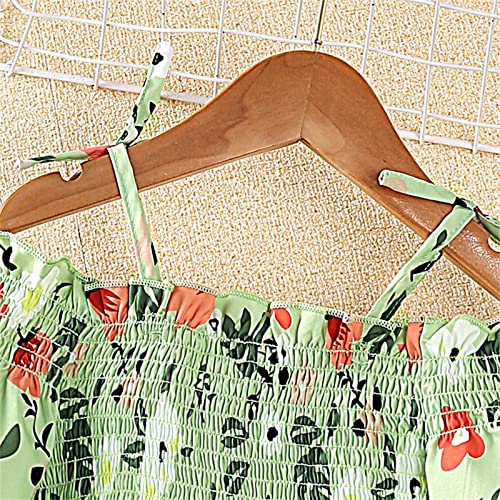 Conjunto de roupas infantis de verão com suspensórios de flores desfiadas blusas de manga curta cor