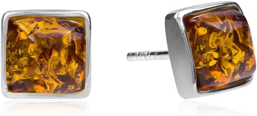 Ian and Valeri Co. Amber Sterling Silver Square Stud Earrings