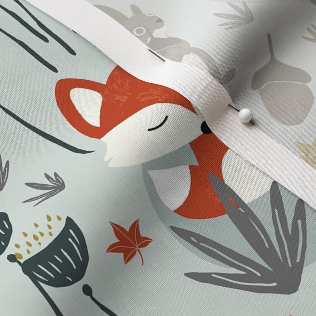 Spoonflower Fabric - Rustic Woodland Animals Autumn Fox Squirrel Hedgehog Woodpecker Printed on Cotton Poplin Fabric by The Yard - Sewing Shirting Quilting Dresses Apparel Crafts