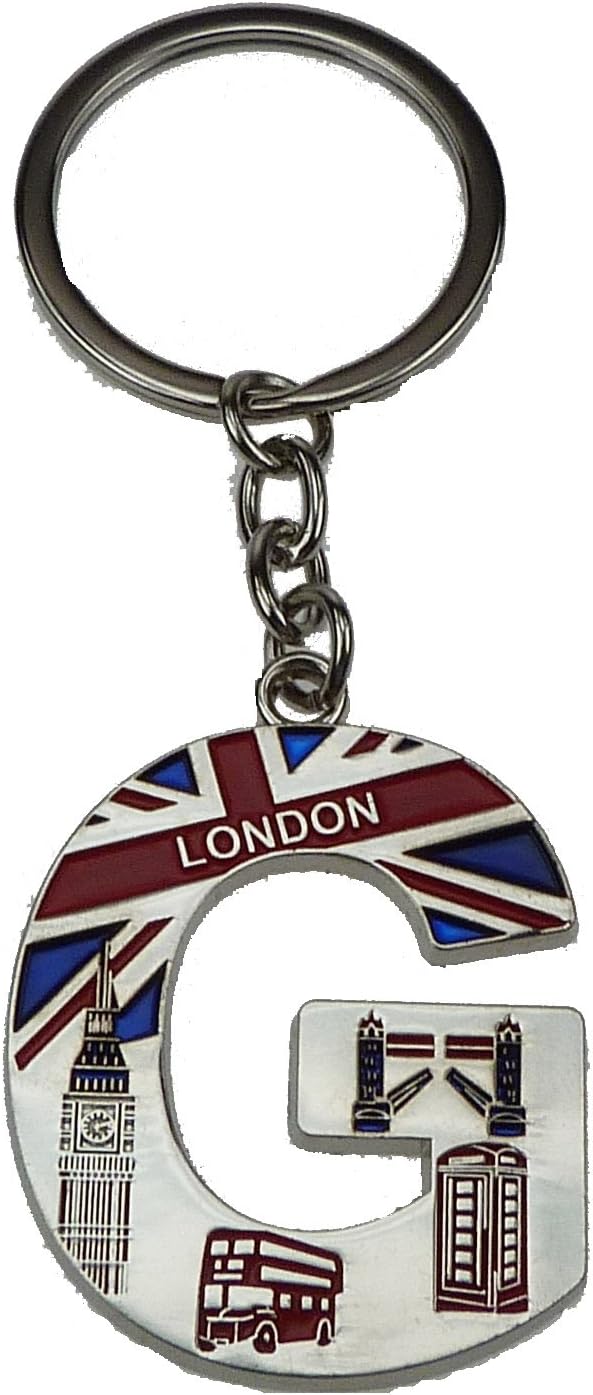 London Landmark Souvenir Alphabet Letters Name Sign Metal Key Ring Chain - A to Z (G)