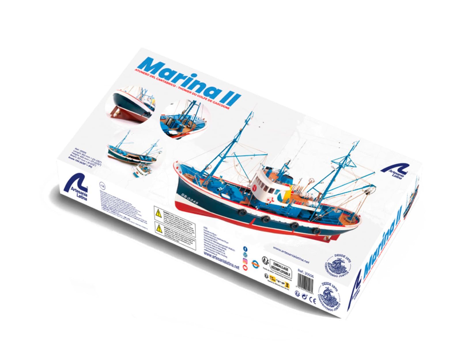 Artesanía Latina Maquette Bateau Bois Thonier Mar Cantábrico Marina II Échelle 1:50 Modèle 20506 Niveau Avancé