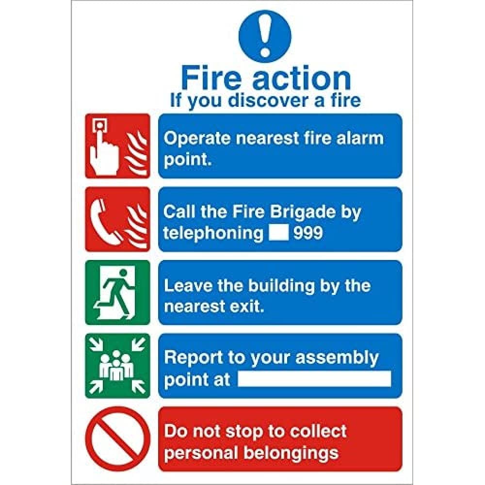 Seco Fire Action - If You Discover A Fire Sign, 200mm x 300mm - Self Adhesive Vinyl