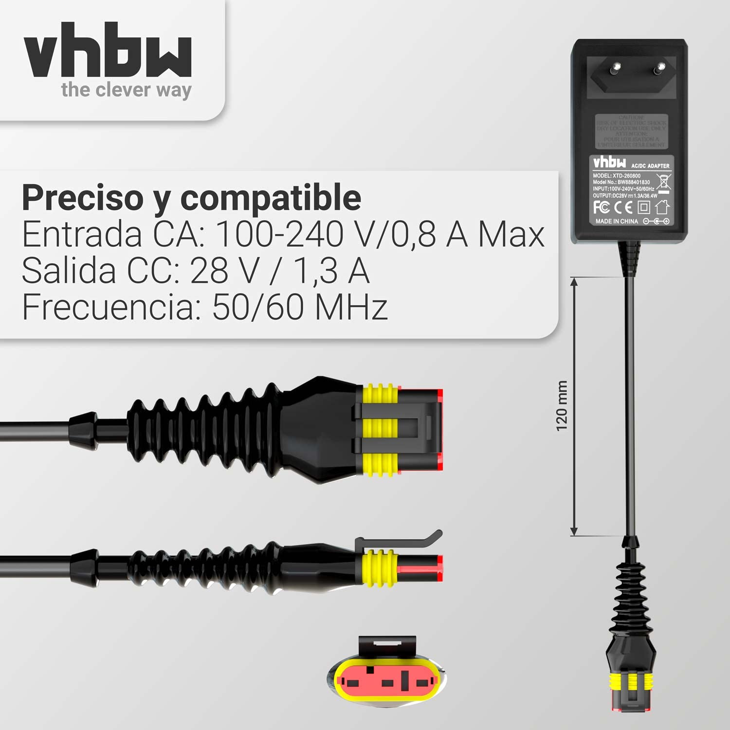 vhbw Fuente alimentación CA/CC Compatible con Gardena Sileno Life, Sileno Minimo, R80Li, Sileno City Robot cortacésped - 10,1 cm