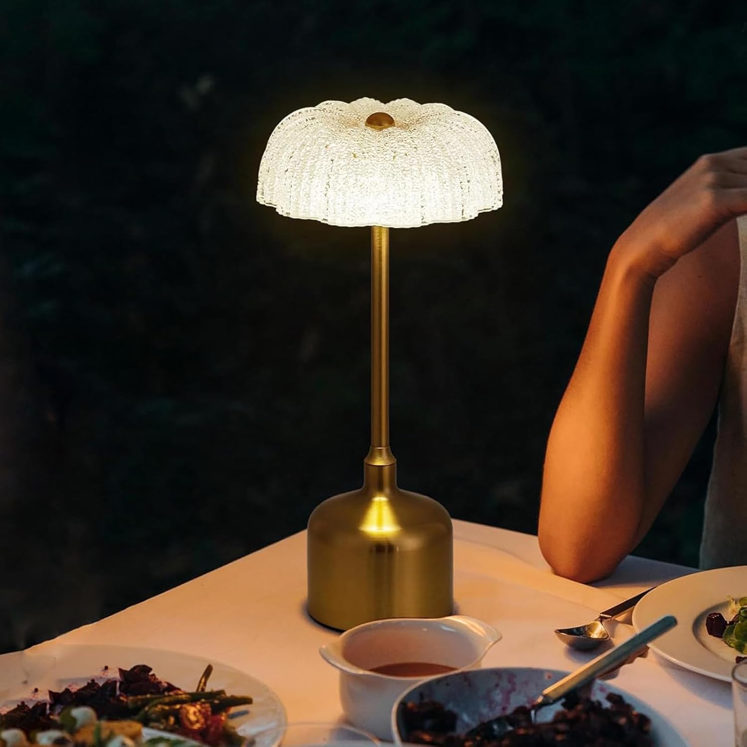 Sxminer Bedside Lamps Cordless Table Lamp Touch Small Night Light, 3 Color Stepless Dimming Rechargeable Battery Powered Led Lights for Bedroom Living Room Restaurant Outdoor Indoor