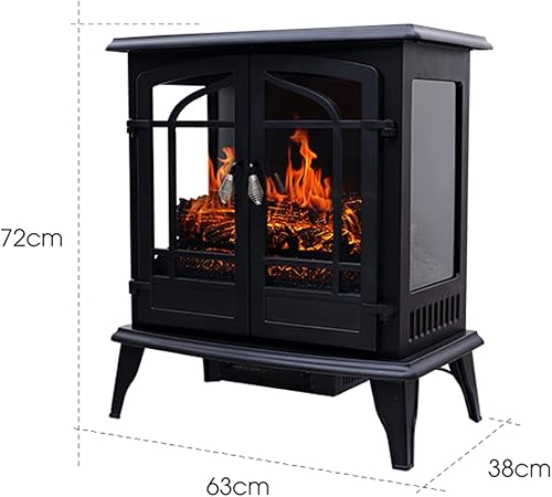 Miniatura 2 de Inserto de chimenea eléctrica, estufa de chimenea doble, puertas con efecto de llama 3D, calentador de chimenea eléctrico portátil, calentador de