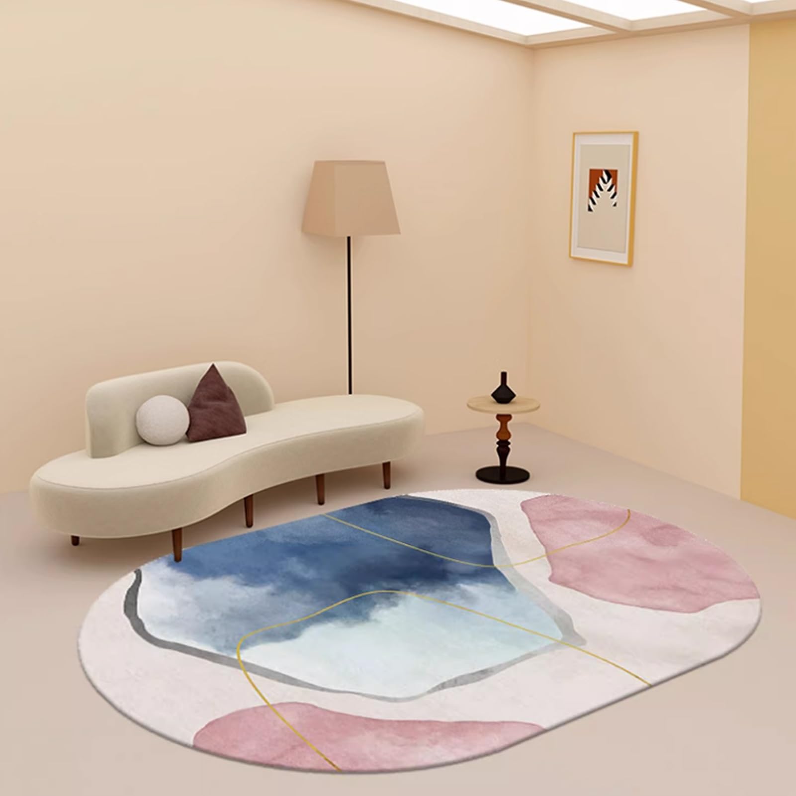 Tapis ovale design nordique 120x160 tapis de salle à manger lavable