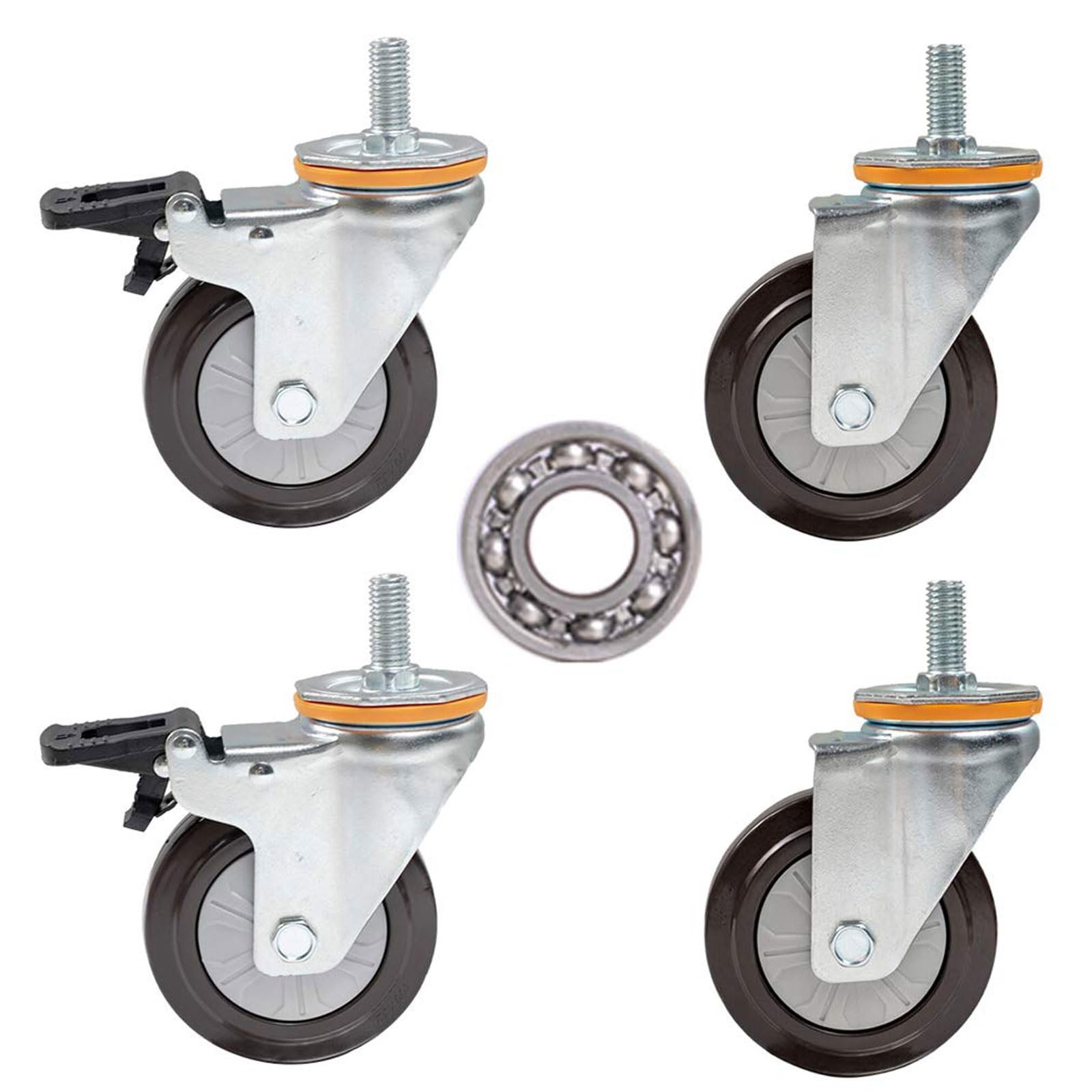 Roulettes pivotantes pour établi roulant et meuble lourd 4"