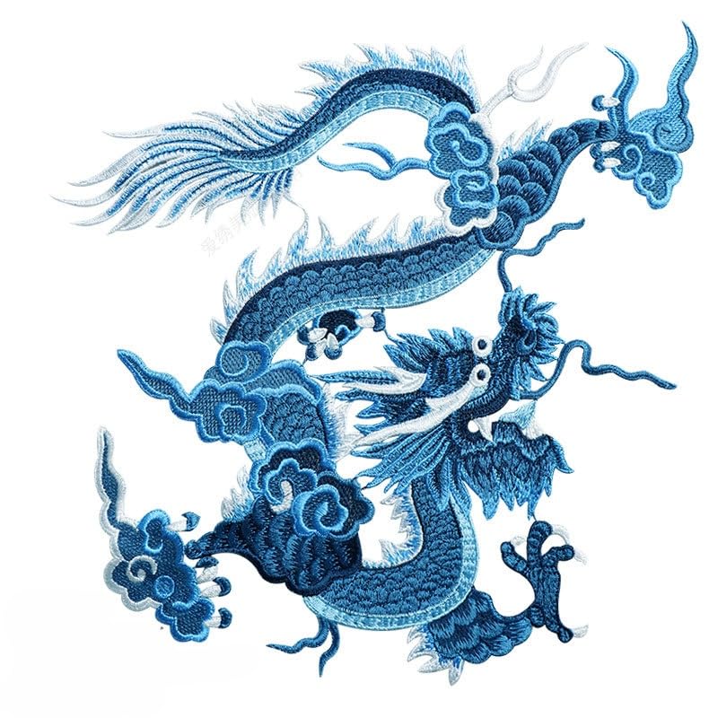 TGBYHU 27 * 26CM Large Size Dragon Iron Embroidered Applique Patch Chinese Sew On Badge And Patch Sew On Patch For Craft Diy Adult