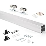 MaxxGeek 6FT/72in Sliding Pocket Door Hardware and Track Set,Commercial Grade Aluminum Box Rail Kit,Smoothly and Easy to Install,72