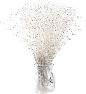 100 String Imitation Pearl Flower Bouquet Sticks - 4MM ABS Pearls Beaded Wire Stems String DIY Crafts Accessories for Wedding Bridal Party Christmas Garland Table Decor (White)
