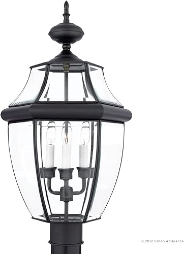 Miniatura 8 de Urban Ambiance Luz de poste colonial de lujo para exteriores, tamaño grande 23 pulgadas de alto x 12.5 pulgadas de ancho, con elementos de estilo