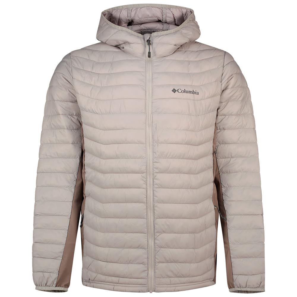 Columbia Men's Powder Pass Hybrid Hooded Jacket, Hooded Puffer Jacket, Flint Grey/Iron, XX-Large