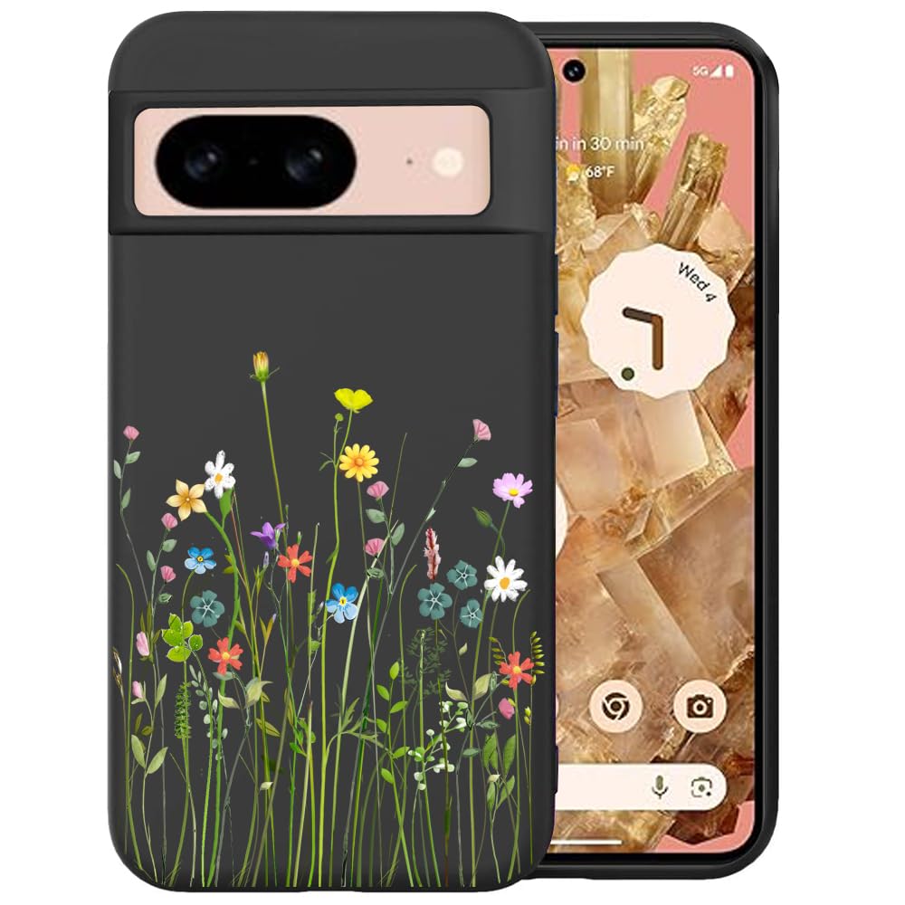 Unov Case Compatible with Pixel 8 5G Case with Design Soft TPU Shock Absorption Slim Embossed Pattern Protective (Floral Bouquet)
