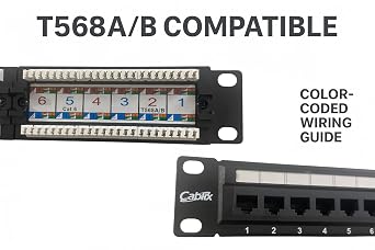 24-Port UTP Cat 6 Patch Panel, 110 IDC, Black Premium Network Distribution Panel (No Back Bar)