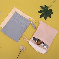 Vista 6 de ALVABABY 2 bolsas para pañales de tela, impermeables, reutilizables, con dos bolsillos con cremallera, viajes, playa, piscina, guardería, artículos
