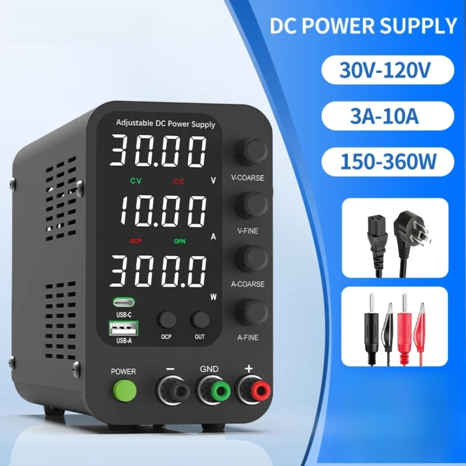 DC Fuente de alimentación 30~120V Voltaje entrada dual 220V/110V(30V 10A 220V AU Plug)