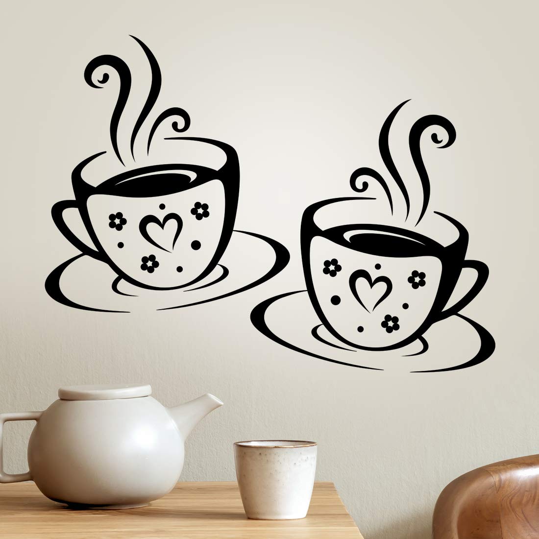 Buy Cups stickers wall art kitchen vinyl coffee decal decor cup black