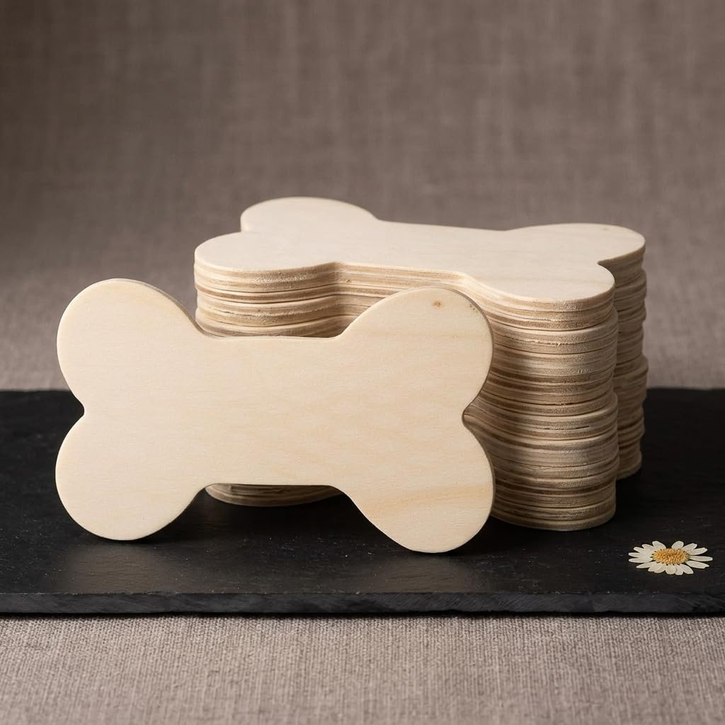 LIFKOME Dog Bone Shaped Blanks 12 Pack Unfinished Ready to Paint DIY