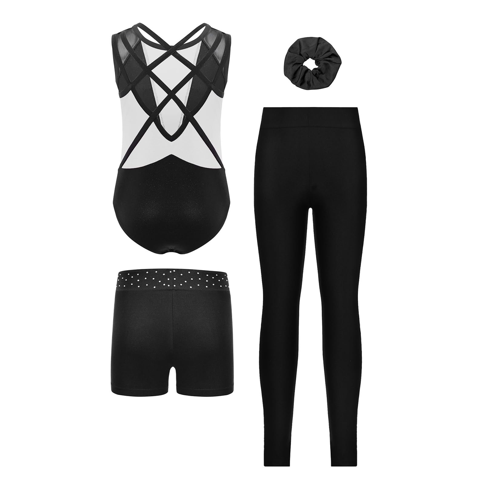 YiZYiF Bambini Body Bambina Con Leggings E Pantaloncini Set Leotard Ginnastica Pezzi Bambine Body Ginnastica Con Pantaloncini Ritmica Danza