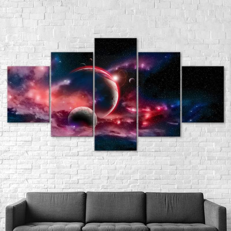 5 piezas de arte de pared Escena del cosmos del universo mágico espacial impresión de lienzo de pared arte pintura,impresión en lienzo 5 piezas cuadro sobre lienzo,cuadro en lienzo impresión 150x80cm