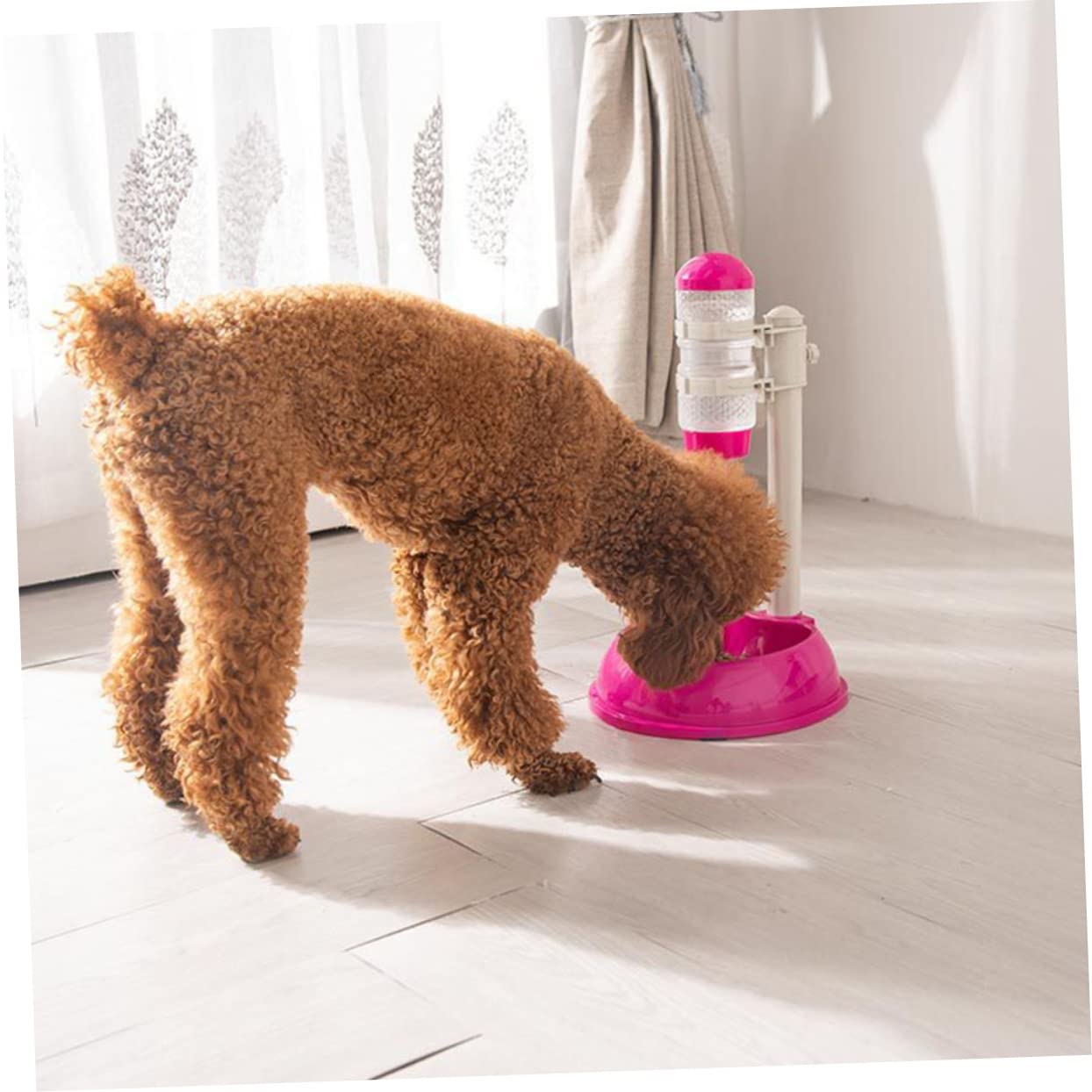Bebedero Automático para Mascotas Capacidad de 500ml y Alimentador Automático Ajuste de Altura Desmontable para Perros y Gatos