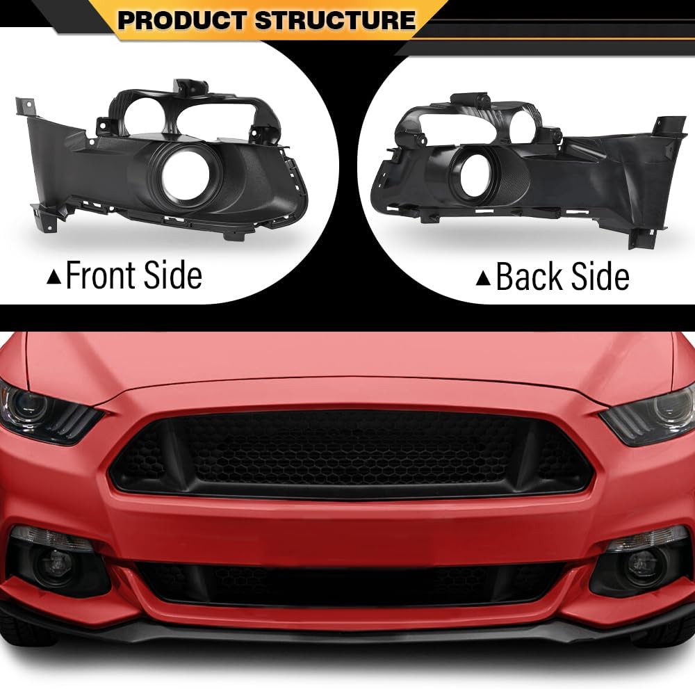 Fog Light Cover Left & Right Side Compatible with Ford Mustang EcoBoost, GT 2015-2017 FR3Z17E811BA, FO1038153, FO1039153
