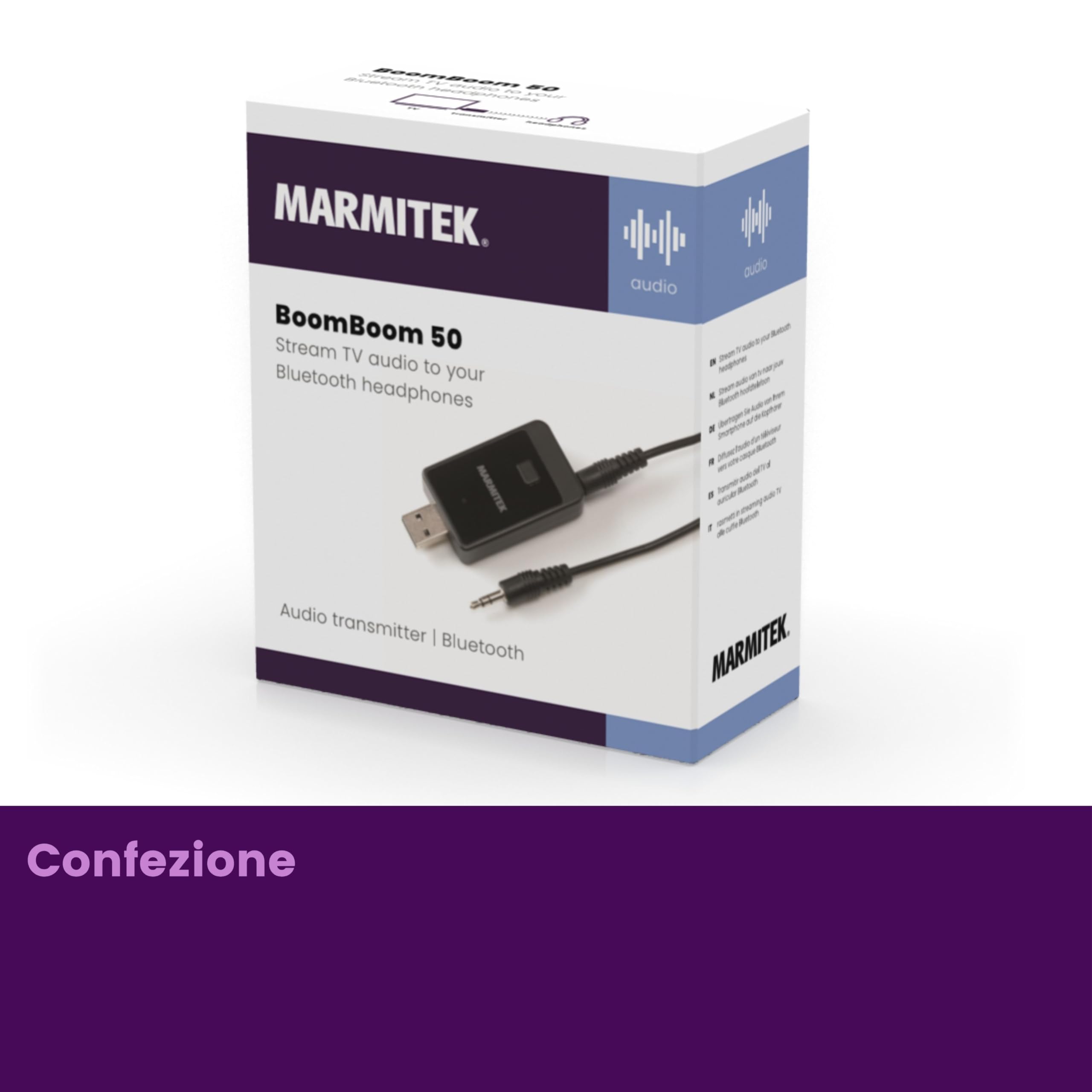 Marmitek BoomBoom 50 - Trasmettitore Bluetooth TV per cuffie USB Audio