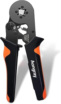 Ferrule Crimper Plier, Aongray Self-Adjustable Ratchat Wire Crimping Tool [0.25-10mm  / AWG23-7], Crimping Pliers to Crimp The Bootlace Ferrules Ferrule Crimper Plier