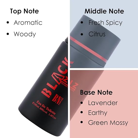 BN Perfume Z..IZ Black Perfume for Men 100ml | Aromatic Woody Fresh Scent with Spicy, Citrus, Lavender, Earthy & Green Mossy Notes | Long-Lasting Masculine EDT