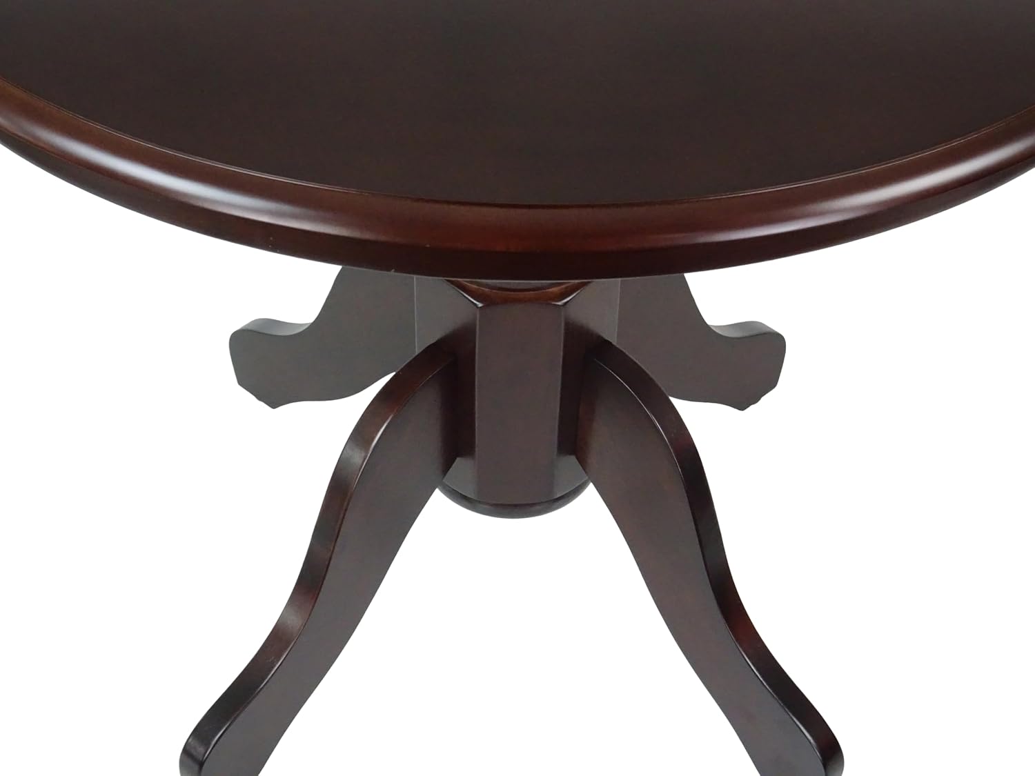 Wickerix 5 Piece Dining Table Set, 4 Classic Style Solid Wood Ronda Upholstered Chairs w Round Dining Table, Kitchen Set for Four, Living Room Set, Espresso Color
