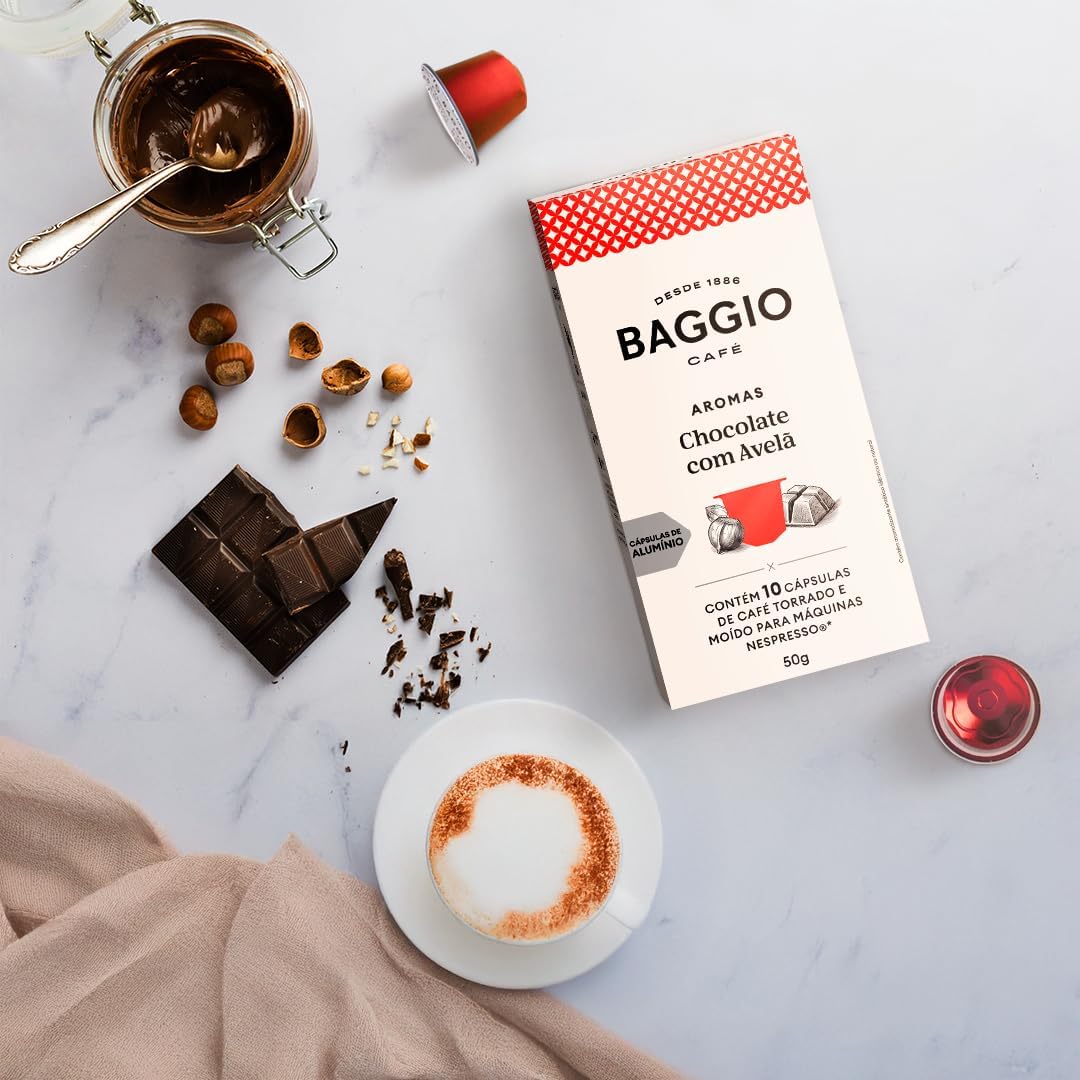Baggio Café Cápsulas De Café Aroma Chocolate Com Avelã Compatível Com Nespresso Contém 10 Cápsulas