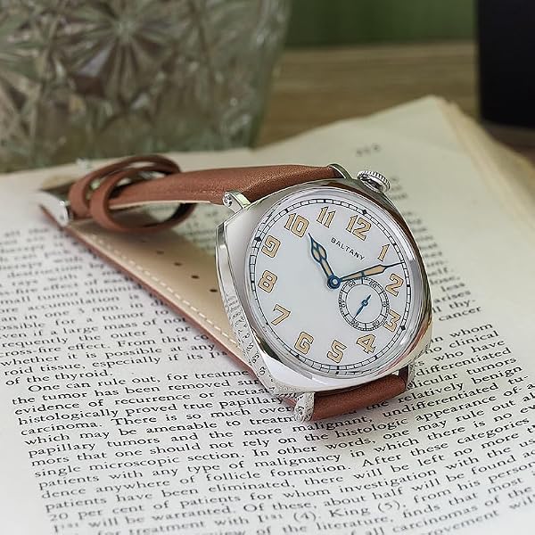 Baltany S4071 Cushion Manual Mechnical Watch for Men, Square Case MOP Dial Watch with Luminous (Hand Winding-White MOP Dial) by Baltany - Used condition - Image 4
