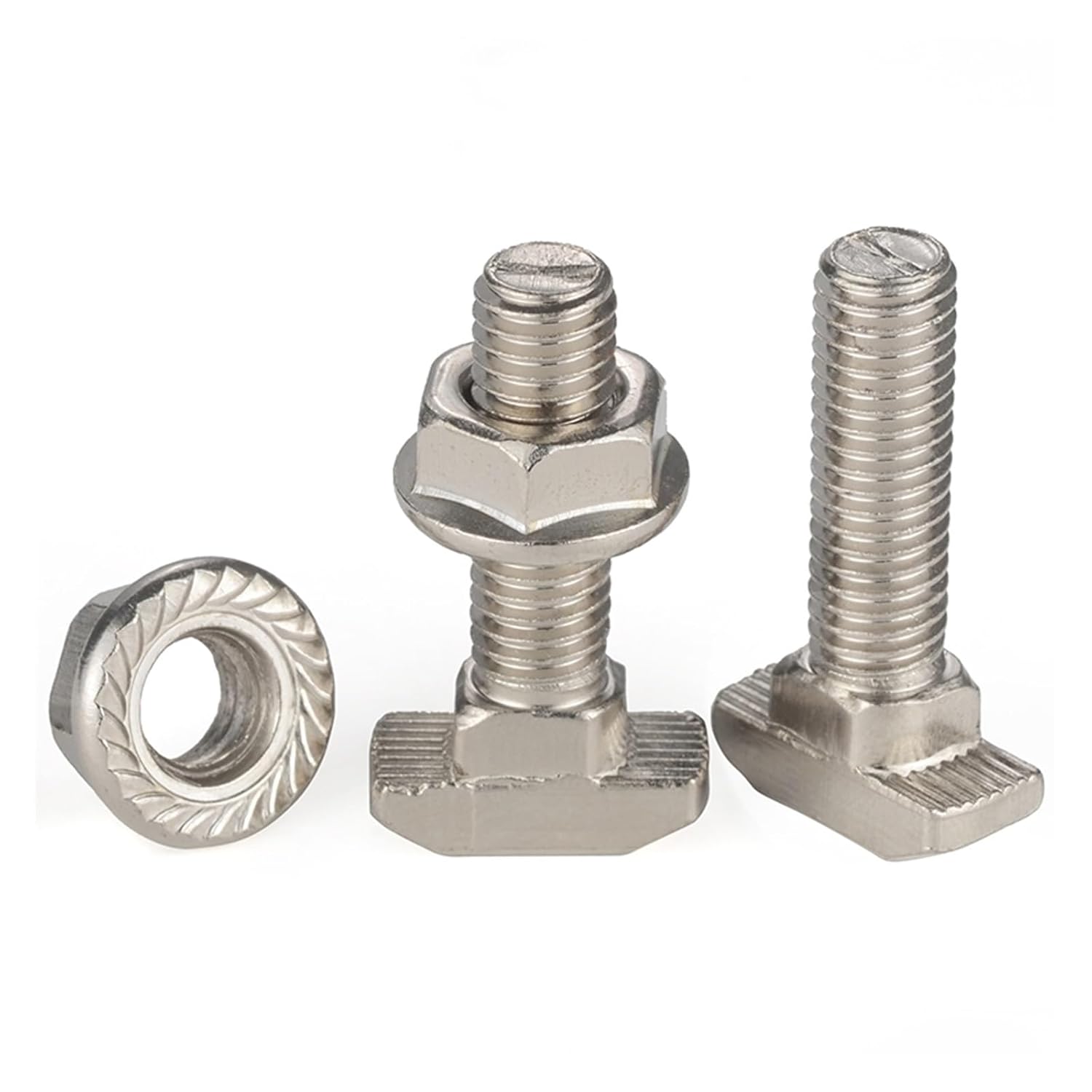20 30 40 45 Series T Shaped Hammer Bolt Aluminum Profile Accessories Nut + Flange M5 M6 M8 M10 for T Track(20pcs 40-M8x35)