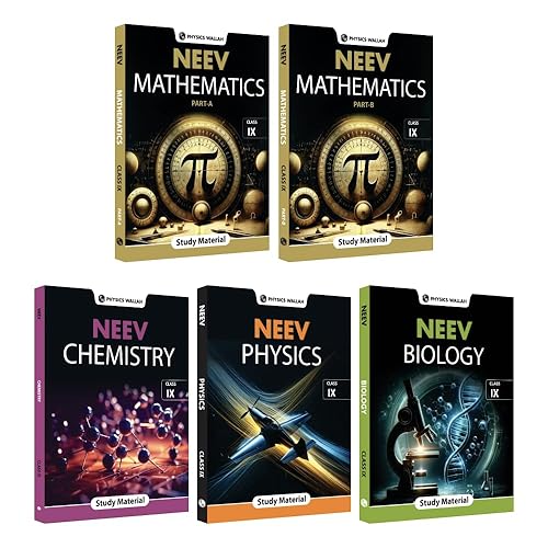 PW NEEV for Class 9th Physics, Chemistry, Mathematics Part A &amp; B, Biology (Latest Edition) Combo Set of 5 Books