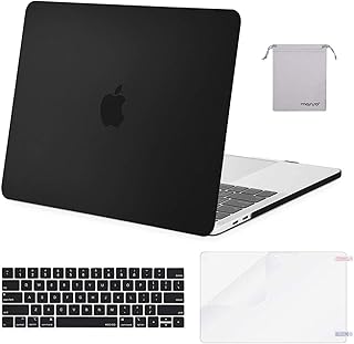 MOSISO Compatible with MacBook Pro 15 inch Case 2019 2018 2017 2016 Release A1990 A1707 with Touch Bar, Plastic Hard Shell Case & Keyboard Cover & Screen Protector & Storage Bag, Black