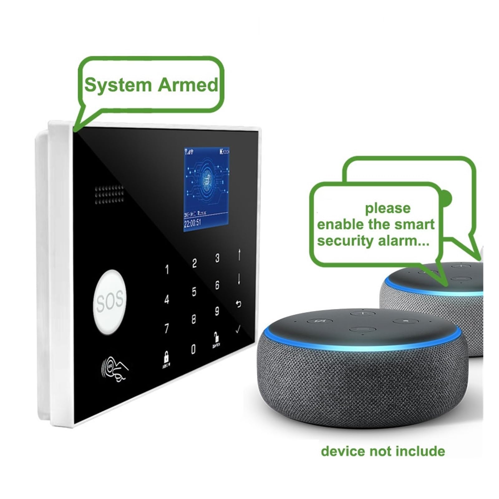 Sistemi di Sicurezza per La Casa di Allarme di Sicurezza Domestica Supporto Temperatura umidità Host Antifurto Smart Life App Control(Option O)