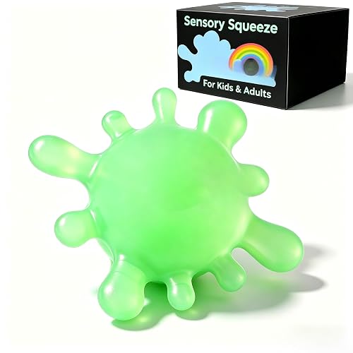 1 Pack Fidget Toys Stress Balls for Kids, Splat-Tastic Squishy Toy, Stress Splat Toy, Squishies Anxiety Stress Relief, Ice Squishy Stress Sensory Cube Malt Sugar Balls with Autism (Green)