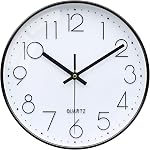 WISKALON 12 Inch Gray Wall Clock Silent Battery Operated Modern 3D Numerals Clocks, Decor for Bedroom Office Bathroom Kitchen Living Room