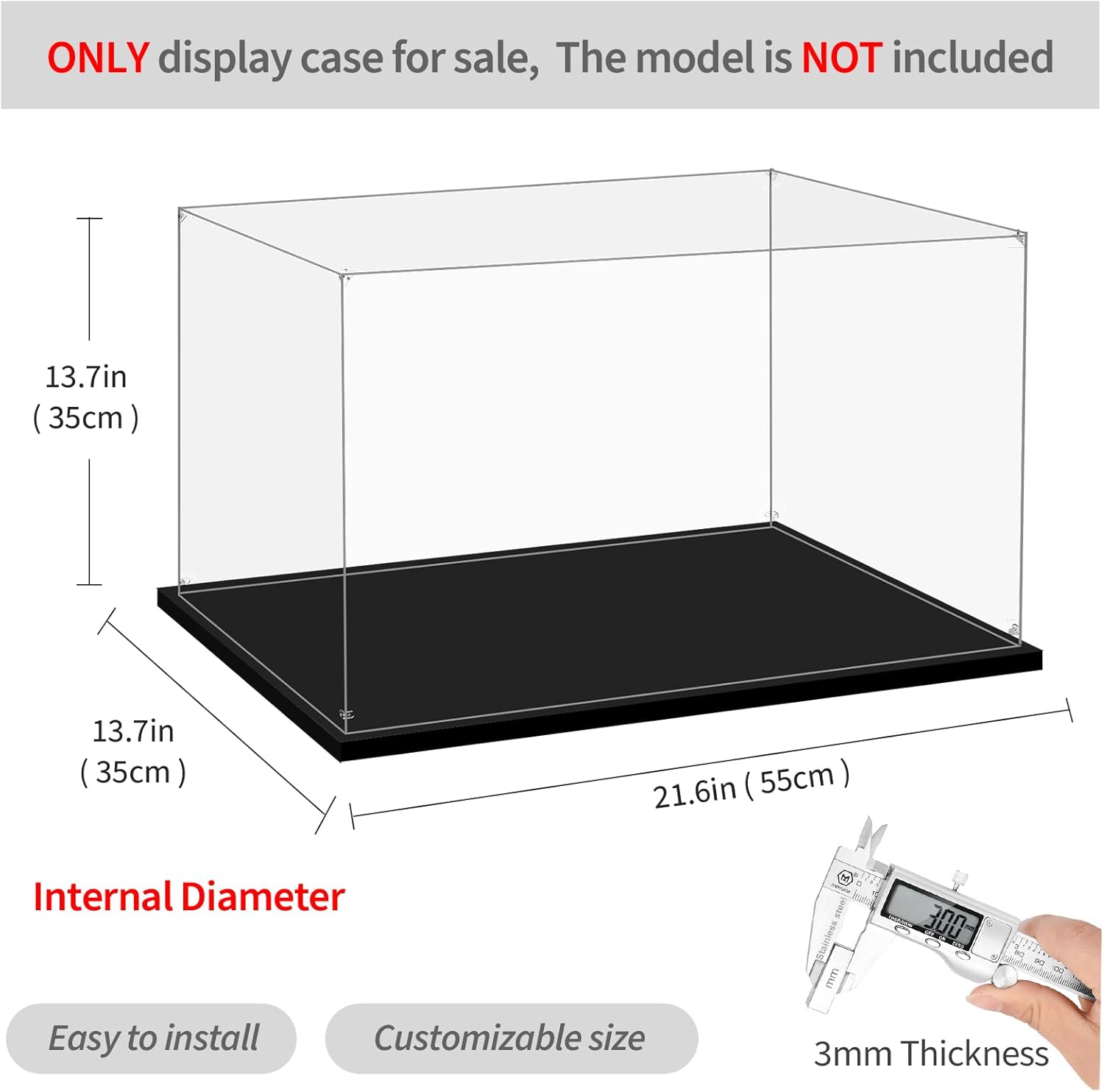Display Case for Lego 21351 Disney Tim Burton's The Nightmare Before Christmas or 76325 Avengers: Age of Ultron Quinjet, 21.65x13.77x13.77inches (55x35x35cm).