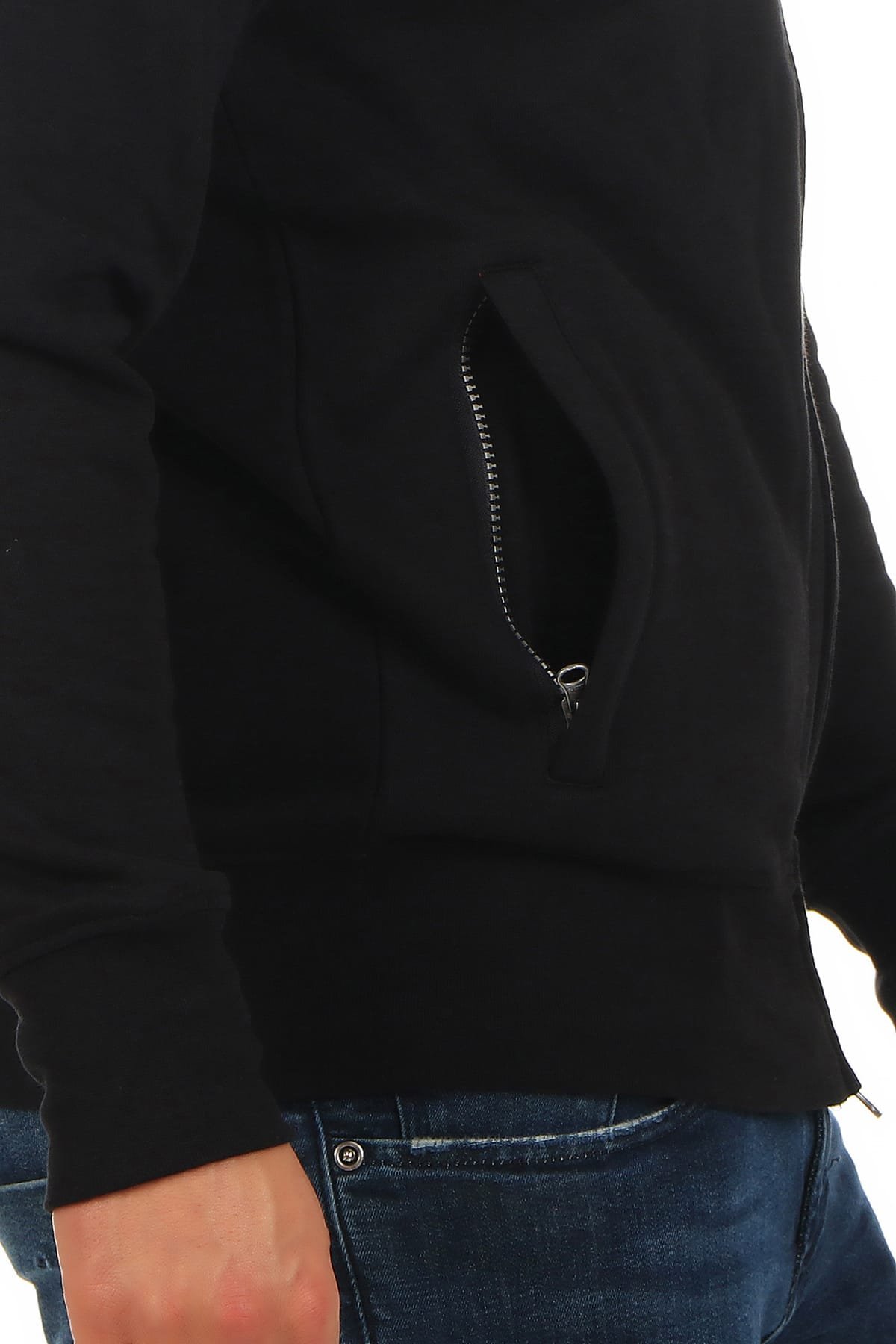 Herren Sweatjacke ohne Kapuze - Zip Hoodie Jacke mit Stehkragen aus Baumwollmischung - Regular Fit - innen weich gefüttert - Sweatjacke mit Zwei-Wege Reißverschluss - Übergröße bis Größe 5XL