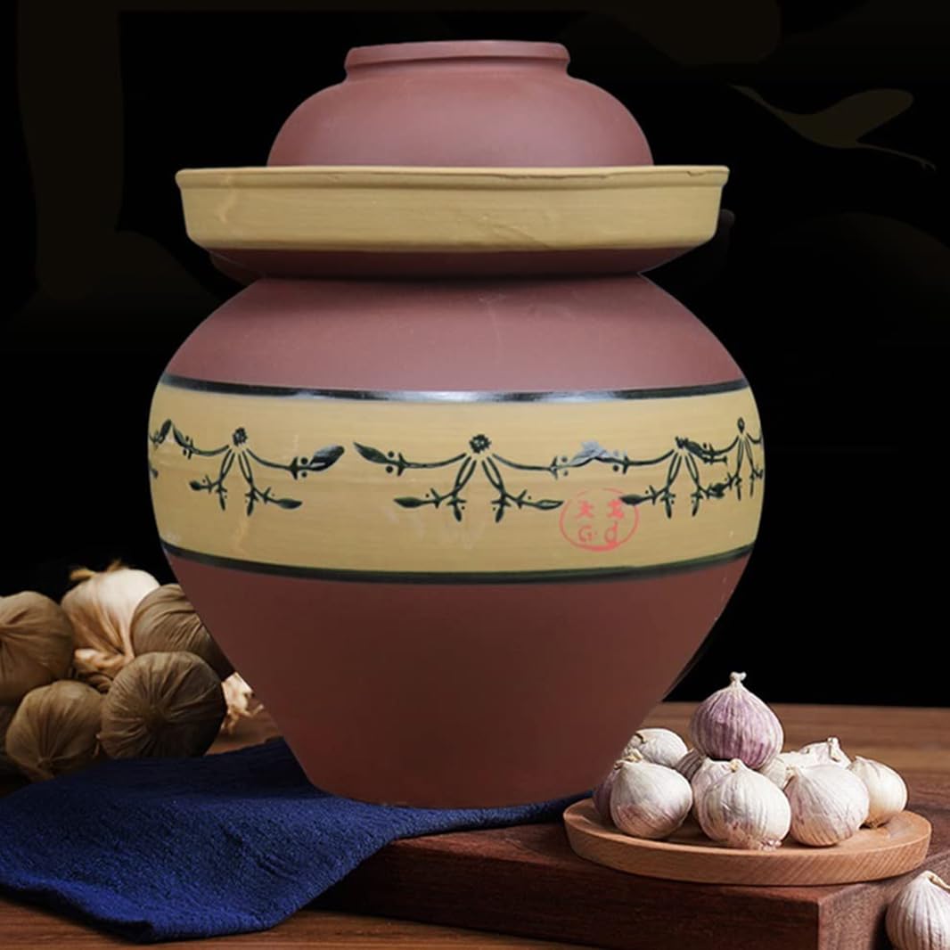 Tarro de Fermentación de Olla de gres, Tarro para Pepinillos, Tarros con Tapa para Aceitunas, Tarro de Fermentación o Decapado,Jarrón de Barro,Tarro para fermentar c A