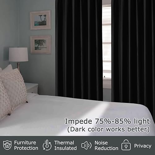 Miniatura 6 de Frelement Cortinas de terciopelo de 144 pulgadas de largo, cortinas de oscurecimiento de habitación para ventanas altas, paneles de ventana con