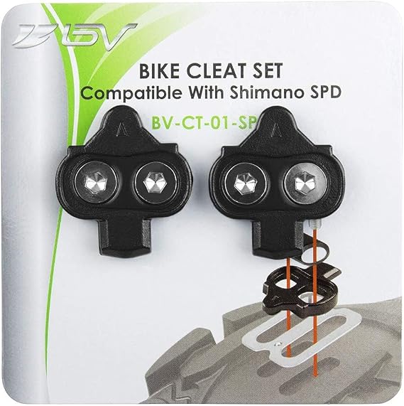 BV Bike Cleats - Compatible with Shimano SPD & Look X-Track Pedals for Spinning, Indoor Cycling, and Mountain Biking - Easy Cleat Release, Top Power Transfer, Customizable Stability