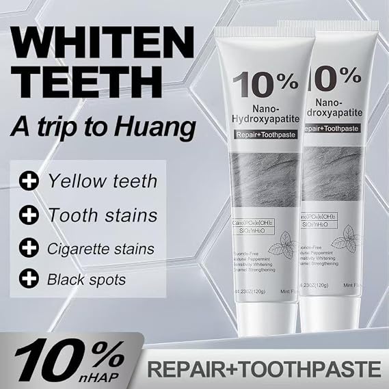 10% Nano-Hydroxyapatite Toothpaste, Remineralizing Toothpaste, Whitening Toothpastes for Strengthening and Protecting Tooth Enamel, Stain Removal Natural, Mint Flavor (2)