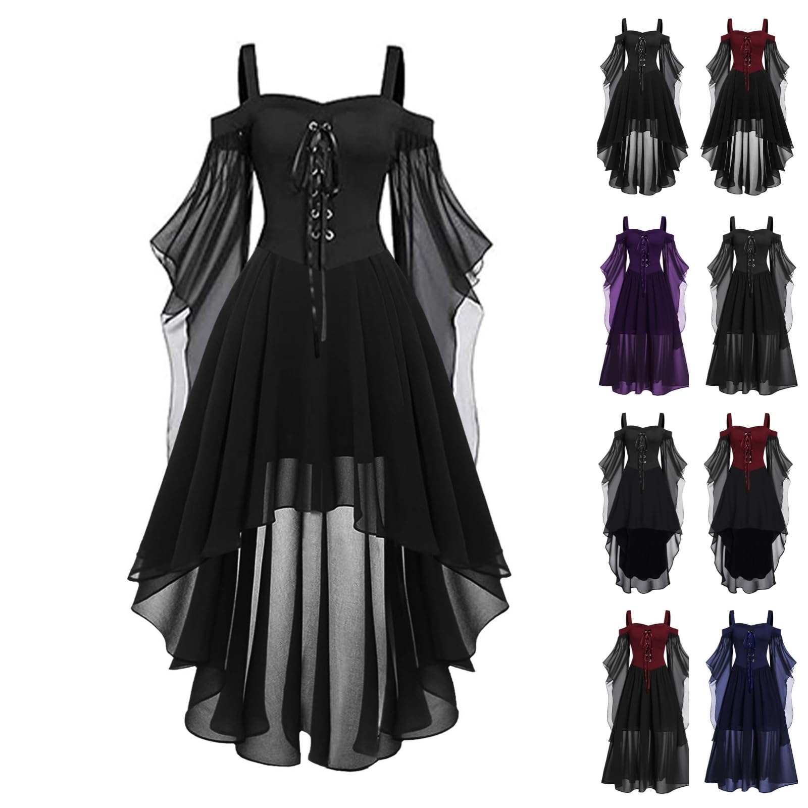 Halloween Costumes for Women Butterfly Sleeve Vintage Gothic Dress