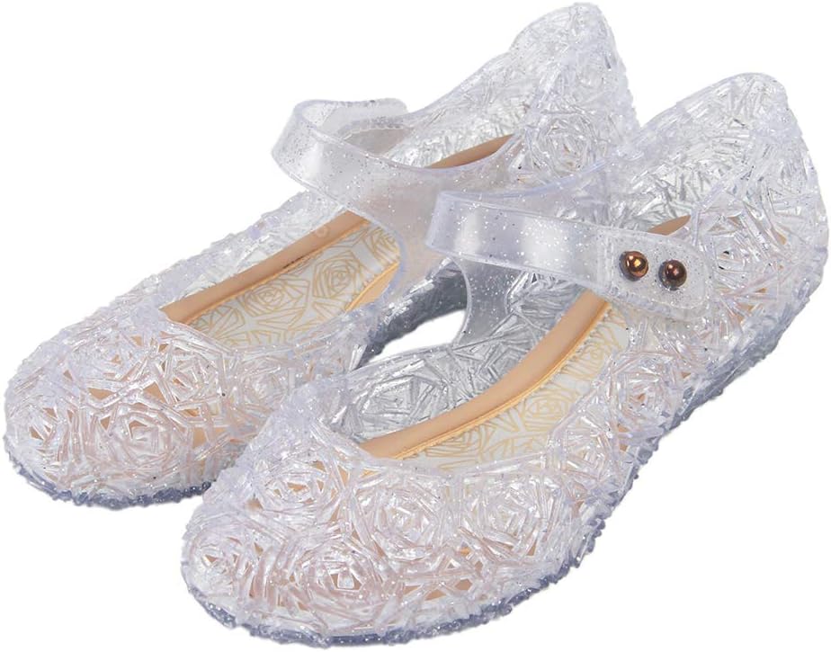 Princess Mary Jane Jelly Shoes, Ballet Flats Cosplay Birthday Party Dress Up Sandals for Little Girls, Toddler or Kids