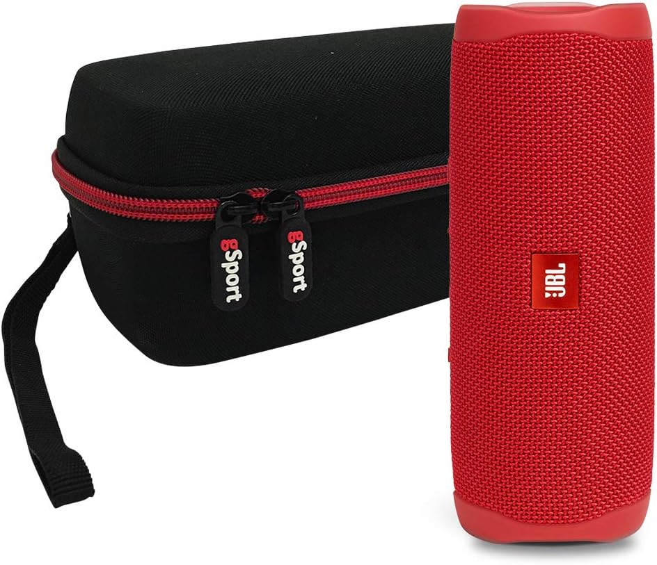 Amazing 🔥 JBL FLIP 5 Portable Speaker IPX7 Waterproof Bundle with gSport Deluxe Hardshell Case (Red)